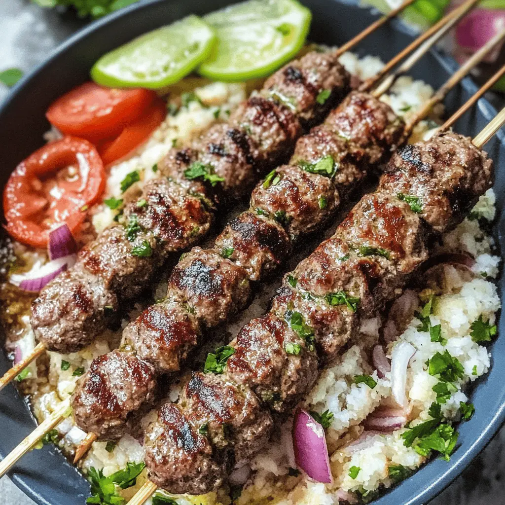 Juicy and flavorful Beef Kafta Kebabs are perfect for your next grilling adventure! These Middle Eastern delights are made with ground beef, fresh herbs, and warm spices, creating a deliciously aromatic dish. Serve them with pita bread and a zesty tahini sauce for a complete meal. Save this recipe for your next barbecue or family gathering!