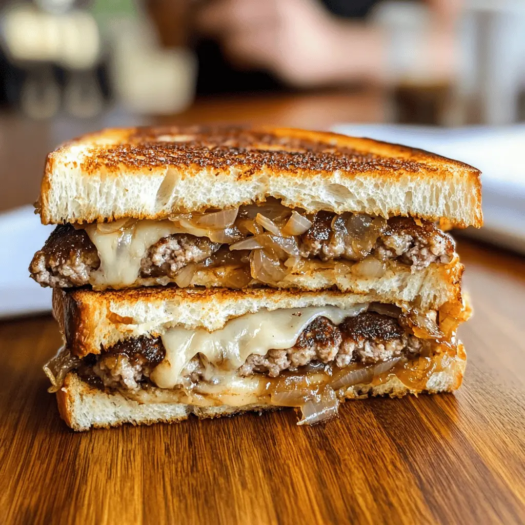 These patty melts with caramelized onions are a comfort food classic! Juicy beef patties, gooey cheese, and sweet slow-cooked onions come together between two slices of perfectly toasted bread. This delicious meal is perfect for lunch or a cozy dinner. Save this recipe to bring some warmth to your table any day of the week!