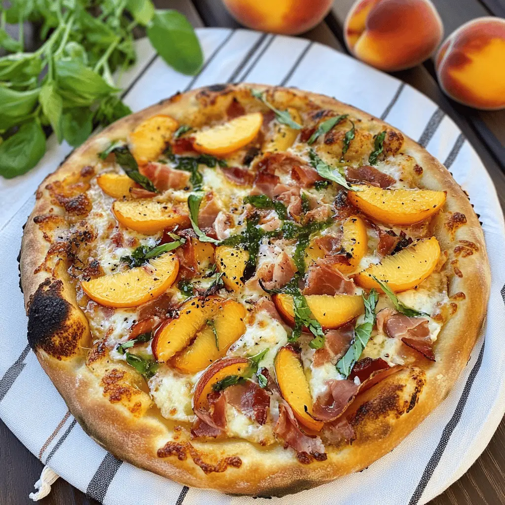 Get ready to enjoy the sweet and savory combo of brick-oven style peach and prosciutto pizza. This delightful dish features fresh peaches, salty prosciutto, and creamy mozzarella for a burst of flavor in every bite. Perfect for summer gatherings or a cozy night in, save this recipe to impress your friends and family with your culinary skills!