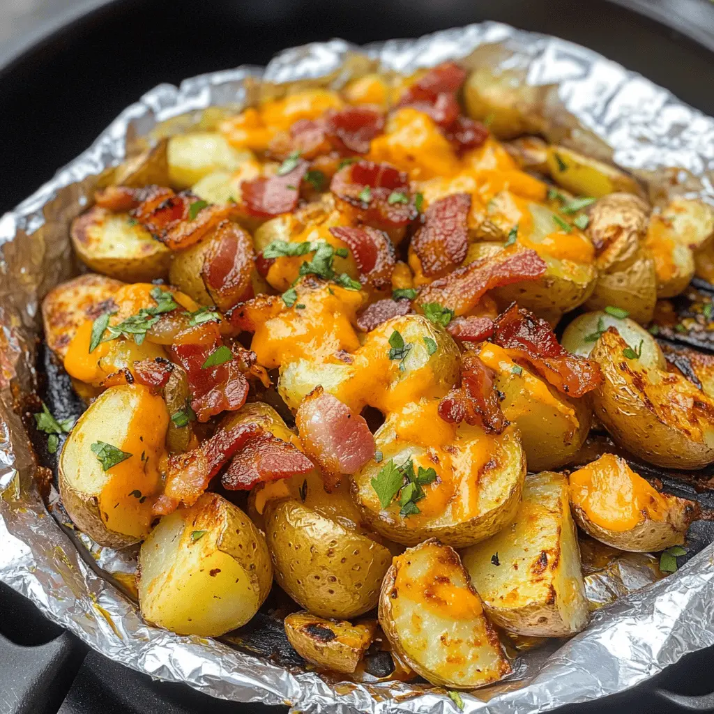 Get ready for a crowd-pleaser with these Cheddar Bacon BBQ Grilled Potatoes! Perfectly seasoned and topped with crispy bacon and melted cheddar, they make an irresistible side dish for any cookout. Ideal for summer barbecues, game day, or family gatherings. Save this recipe to impress your guests and elevate your grill game!