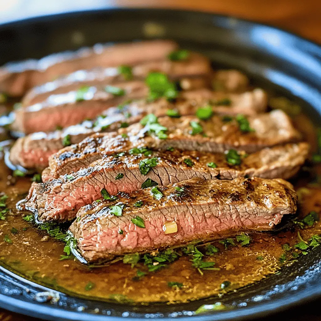 Get ready to enjoy a mouthwatering Garlic Butter Skillet Flank Steak that's perfect for any dinner! This easy oven recipe combines tender flank steak with rich garlic and buttery goodness, making each bite absolutely delectable. Ideal for weeknight meals or special occasions, save this recipe to bring warmth and flavor to your table!