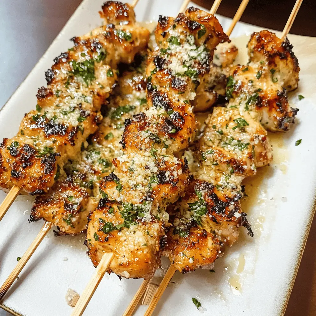 Juicy grilled ranch garlic Parmesan chicken skewers make for the perfect summer dish! With tender pieces of chicken marinated in a flavorful ranch dressing and coated with Parmesan cheese, these skewers deliver a delightful crunch and taste. Perfect for parties or family dinners, save this recipe to enjoy a deliciously easy meal any time!