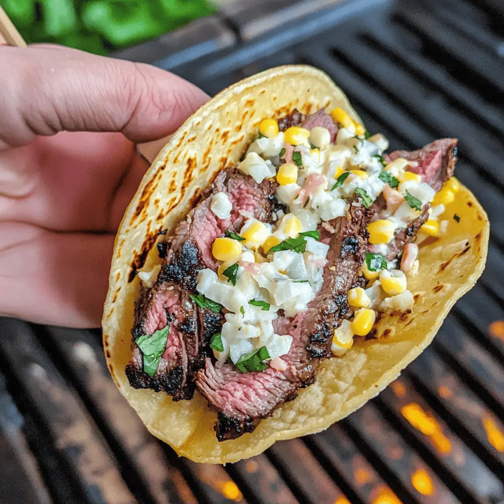 These Grilled Steak Elote Tacos are the perfect blend of bold flavors and textures! Featuring juicy steak and a fresh corn elote topping, they're ideal for your next taco night or summer gathering. Easy to make and packed with delicious ingredients, this recipe is sure to please everyone at the table. Save it now for a fun and tasty meal idea!