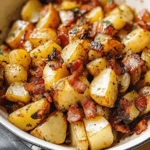 Sweet and savory collide in these Honey Bacon Roasted Potatoes! Crispy bacon and tender potatoes are coated in a delightful honey glaze, making them an irresistible side dish. Perfect for family dinners or any gathering, these potatoes will steal the spotlight. Don’t forget to save this recipe for your next meal!