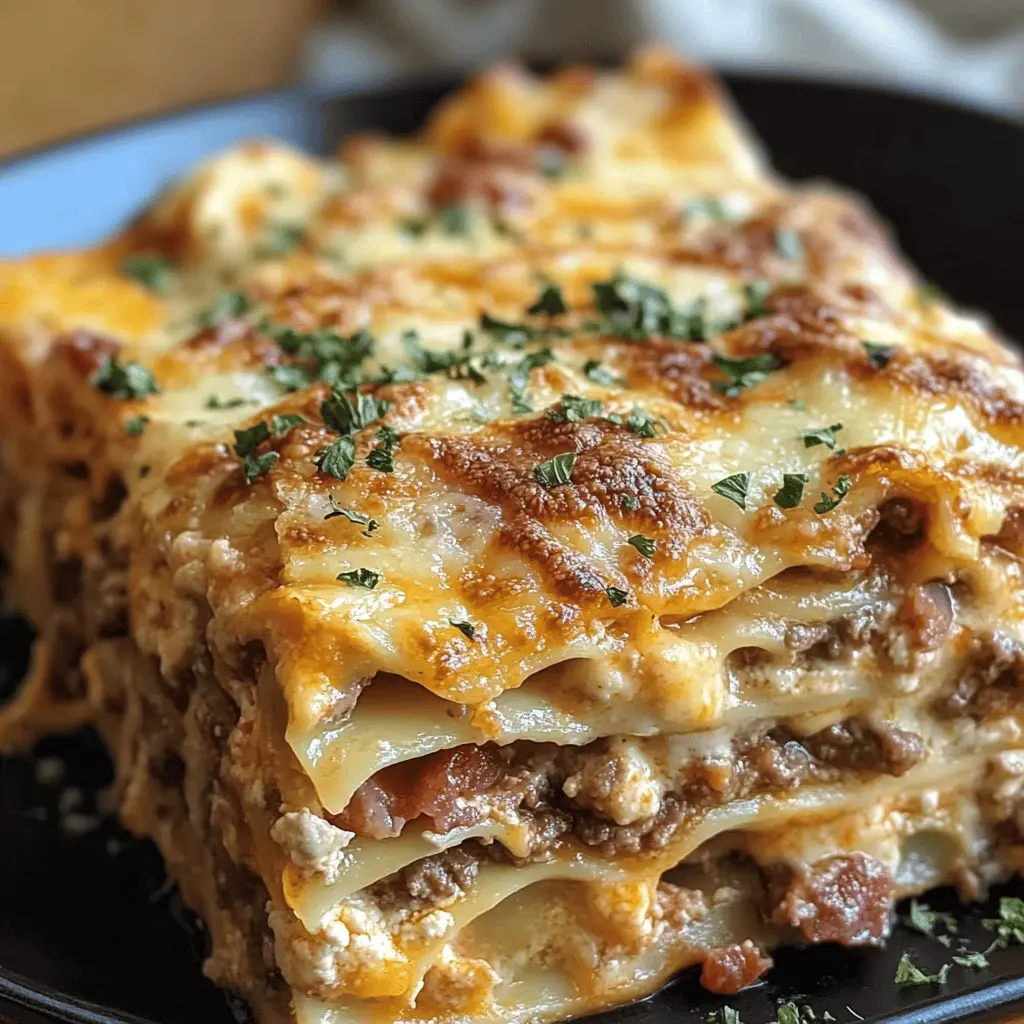 This irresistible Parmesan Garlic Bacon Cheeseburger Lasagna layers mouthwatering flavors that combine the best of burgers and pasta! Juicy beef, crisp bacon, creamy cheese, and savory garlic come together in a delicious dish perfect for any gathering. Save this recipe now and impress your friends and family at your next dinner party!