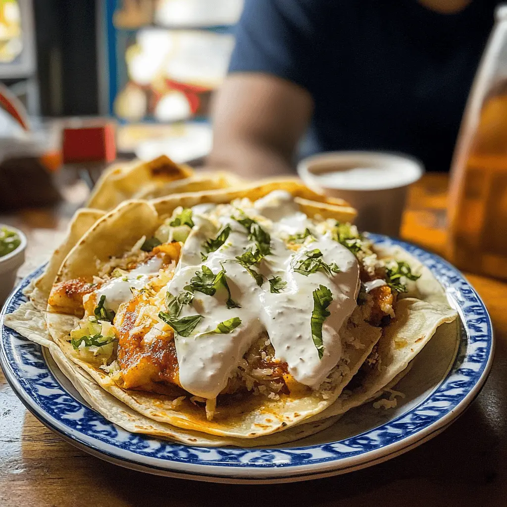 Crispy tacos dorados are a true delight! These golden, fried tacos filled with savory potatoes or chicken are perfect for any meal. Their crunchy exterior and flavorful filling make every bite a celebration. Save this recipe for your next family gathering or snack time, and enjoy a taste of Mexico right at home!