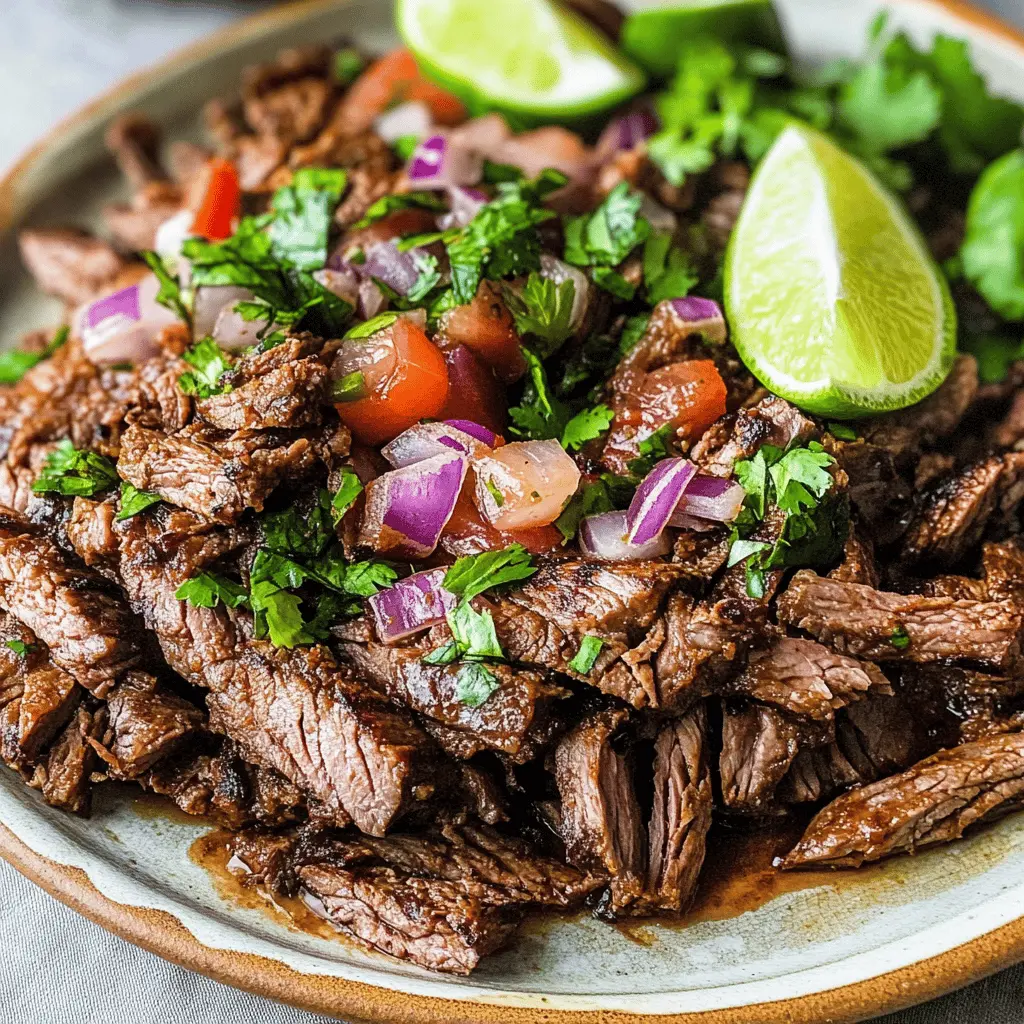 Get ready to enjoy a deliciously grilled carne asada that's perfect for your next gathering! This recipe features marinated flank steak seasoned with zesty lime juice, garlic, and a hint of spice, promising juicy flavors in every bite. Save this carne asada recipe for your summer BBQ or taco night, and make unforgettable memories with friends and family!