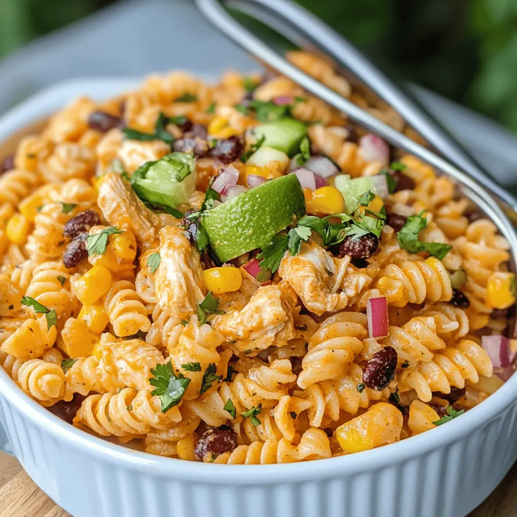 Get ready for a burst of flavor with this Zesty Chicken Enchilada Pasta Salad! Packed with tender chicken, bold spices, and fresh veggies, this dish is perfect for potlucks or a quick weeknight dinner. It's easy to make and delivers that delicious enchilada taste in a fun pasta format. Save this recipe for your next gathering or family meal!