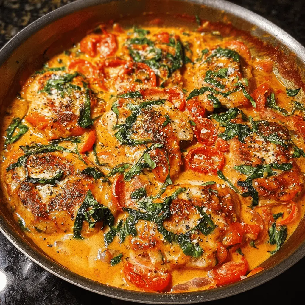 Creamy Tomato Basil Chicken Skillet Recipe