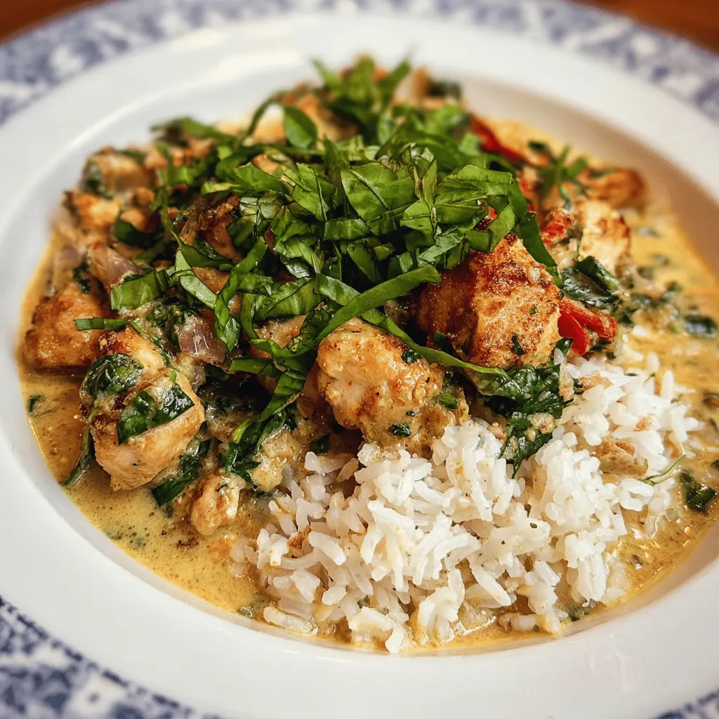 Easy Basil Chicken in Creamy Coconut Curry