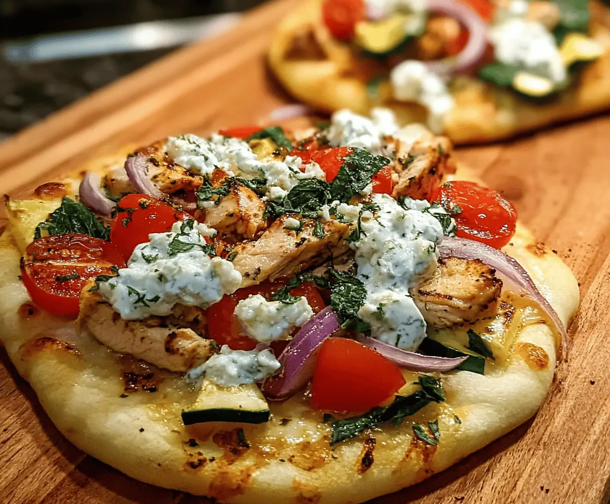 Easy Tzatziki Chicken and Veggie Naan Pizza