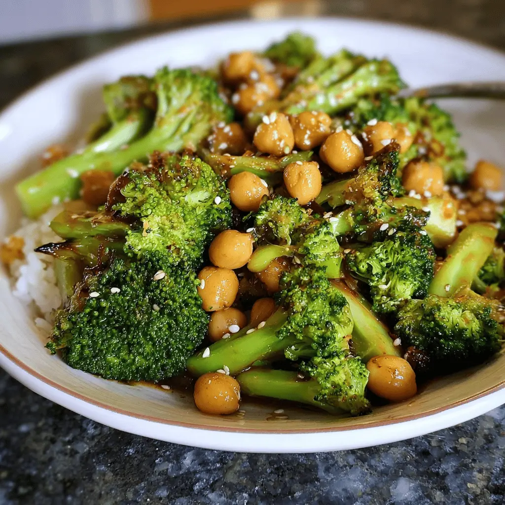 Easy Garlic Broccoli and Chickpea Stir Fry