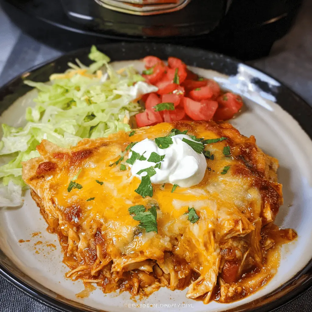 Easy Hearty Crockpot Chicken Enchilada Casserole