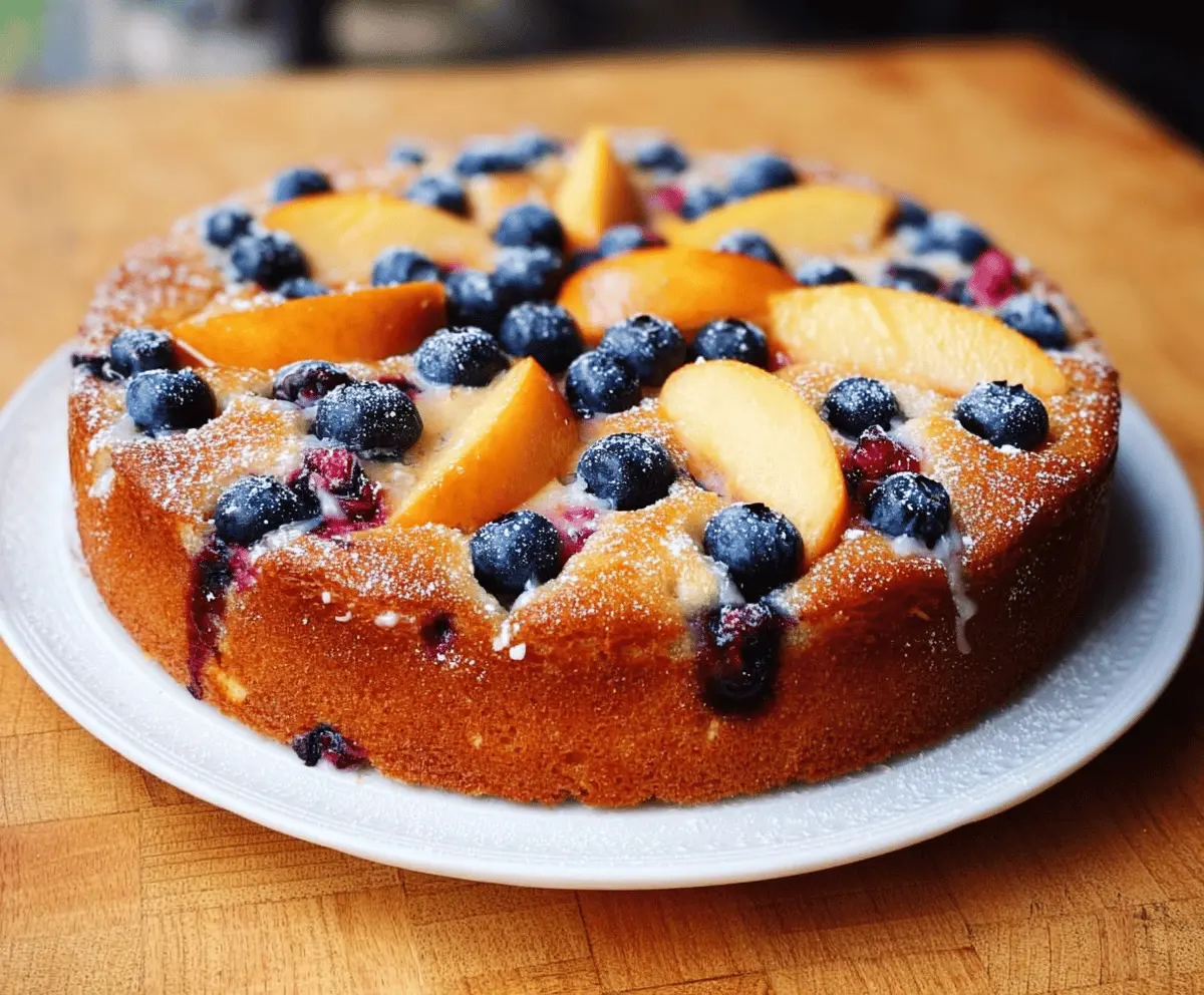 Healthy Peach Blueberry Greek Yogurt Cake Recipe