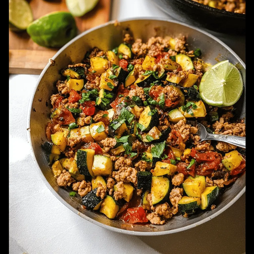 Healthy Ground Turkey and Zucchini Skillet Dinner