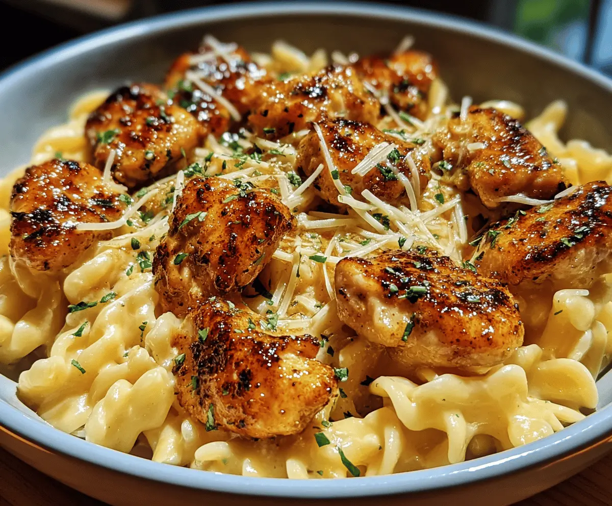 Garlic Butter Chicken Bites with Creamy Parmesan Pasta