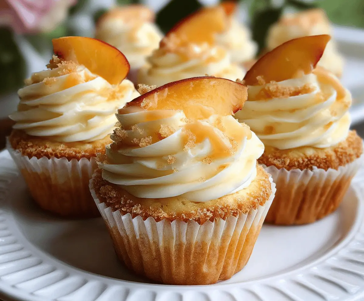 Creamy Peach and Honey Cheesecake Cupcakes