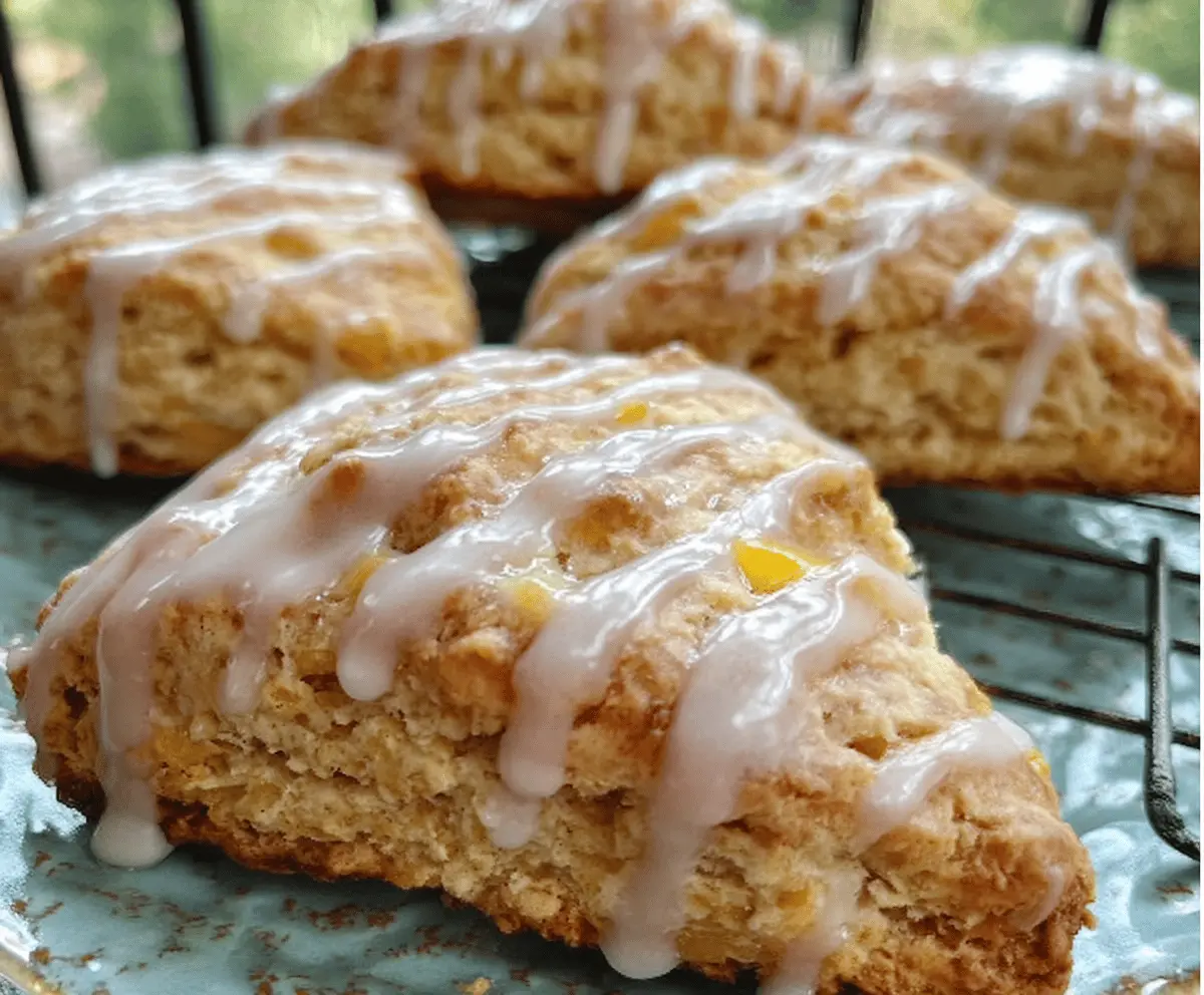 Easy Peach Pie Scones With Sweet Vanilla Glaze