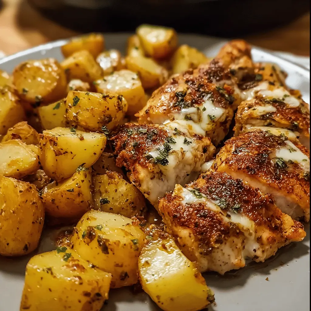 Easy Garlic Parmesan Chicken and Crispy Potatoes