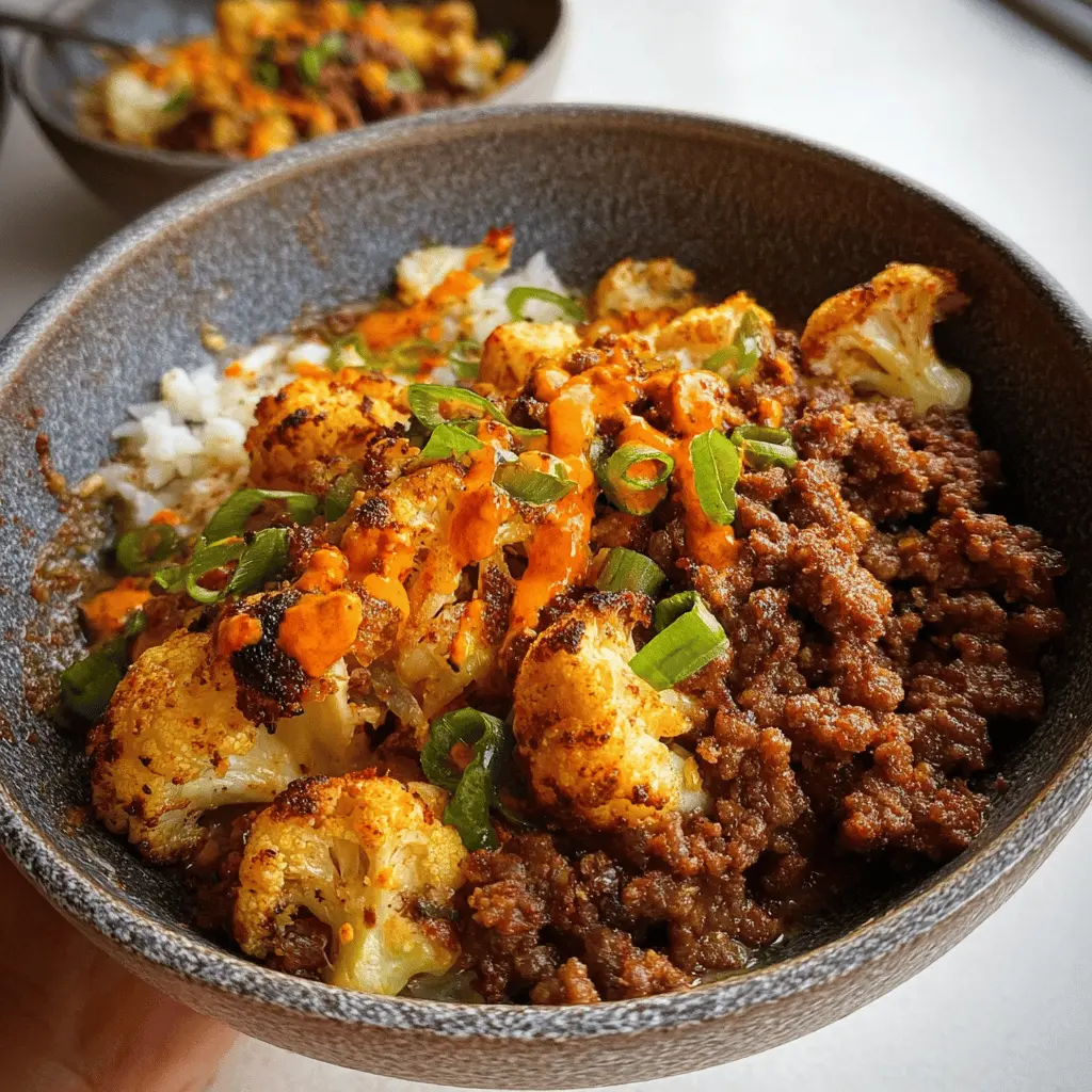 Crispy Chile Beef and Cauliflower Protein Bowls