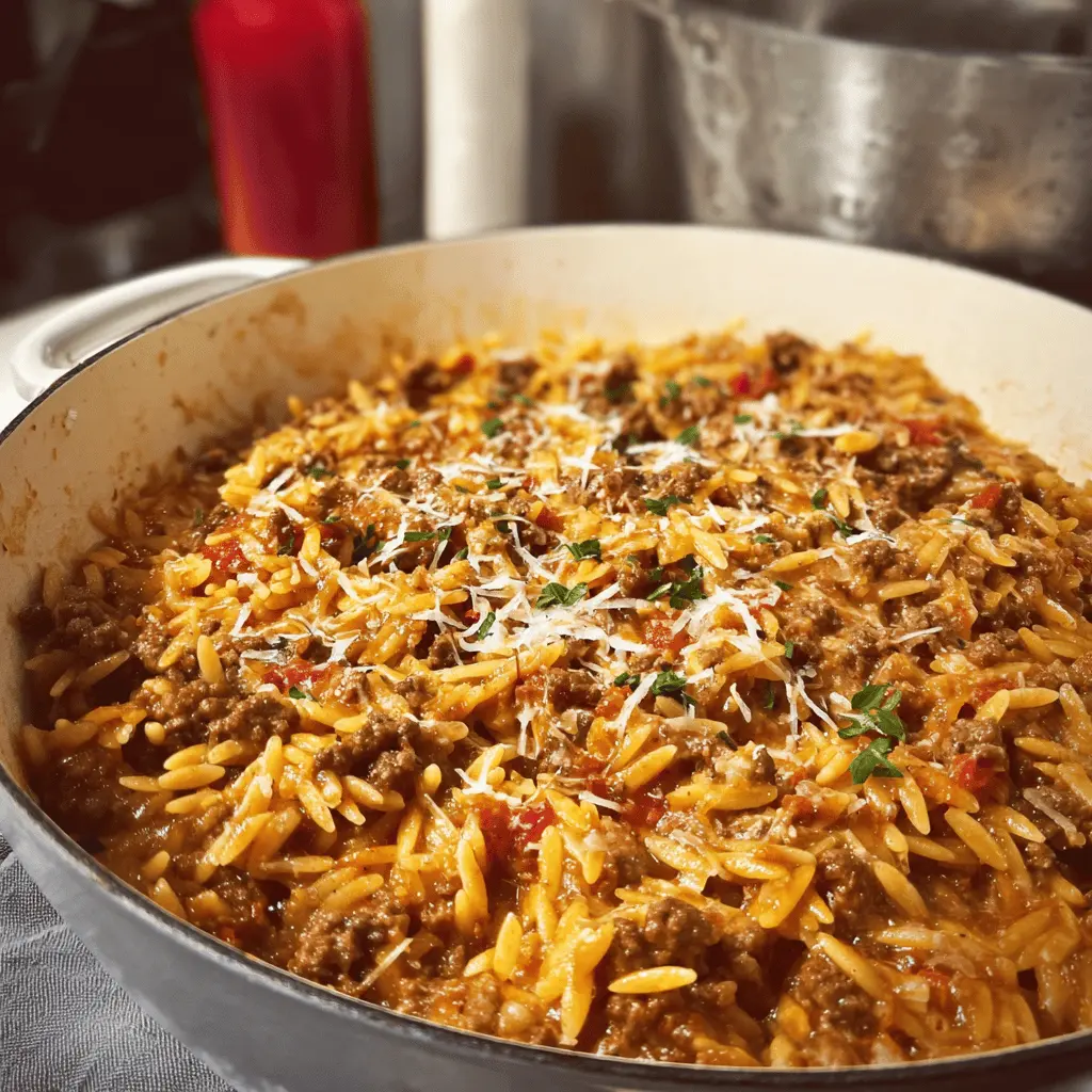 Easy Savory Ground Beef Orzo Dinner Recipe