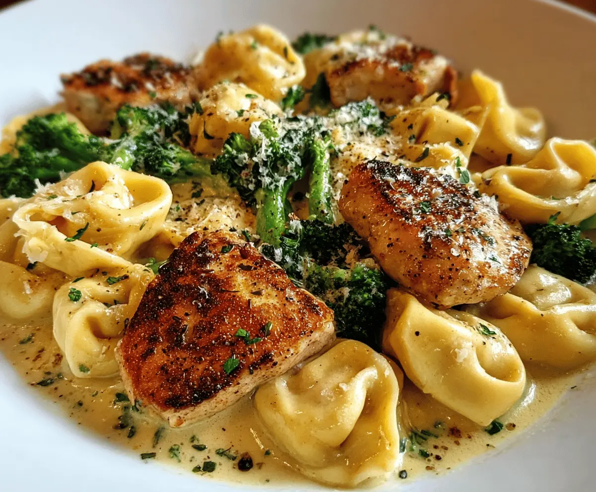 Creamy Garlic Parmesan Chicken Tortellini with Broccoli
