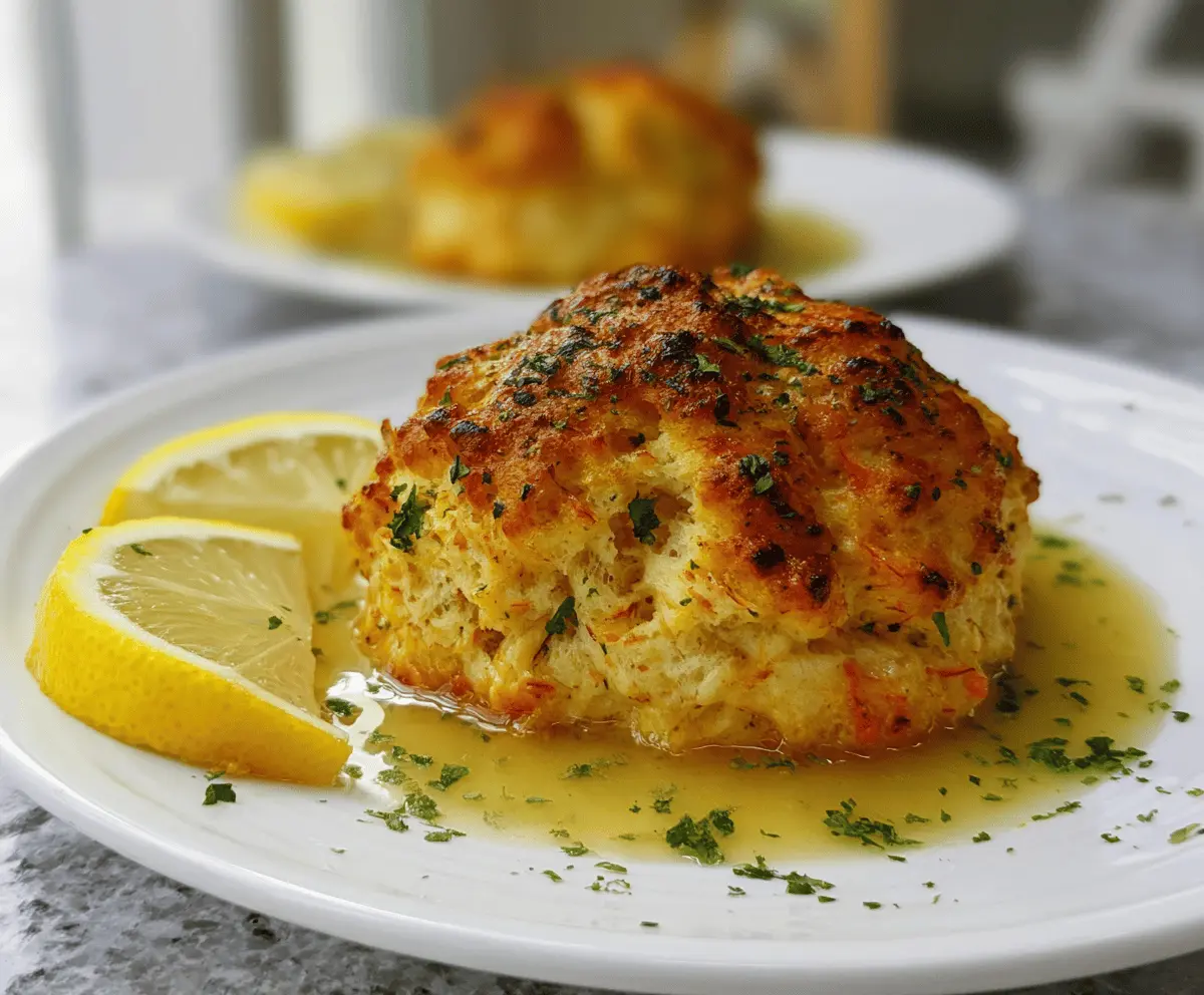 Crab Stuffed Cheddar Bay Biscuits with Lemon Butter Sauce