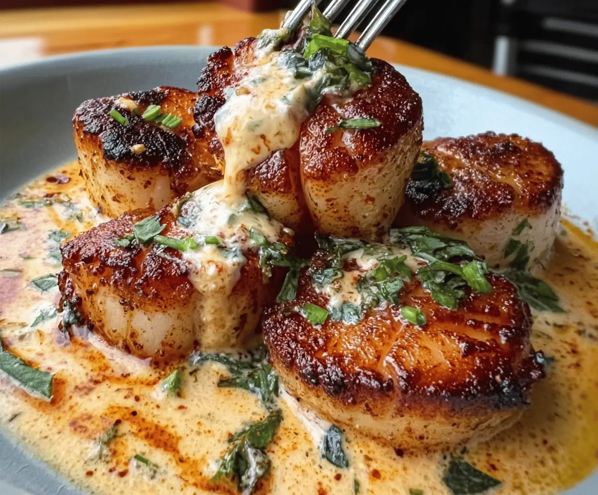 Seared Scallops With Creamy Spicy Cajun Sauce