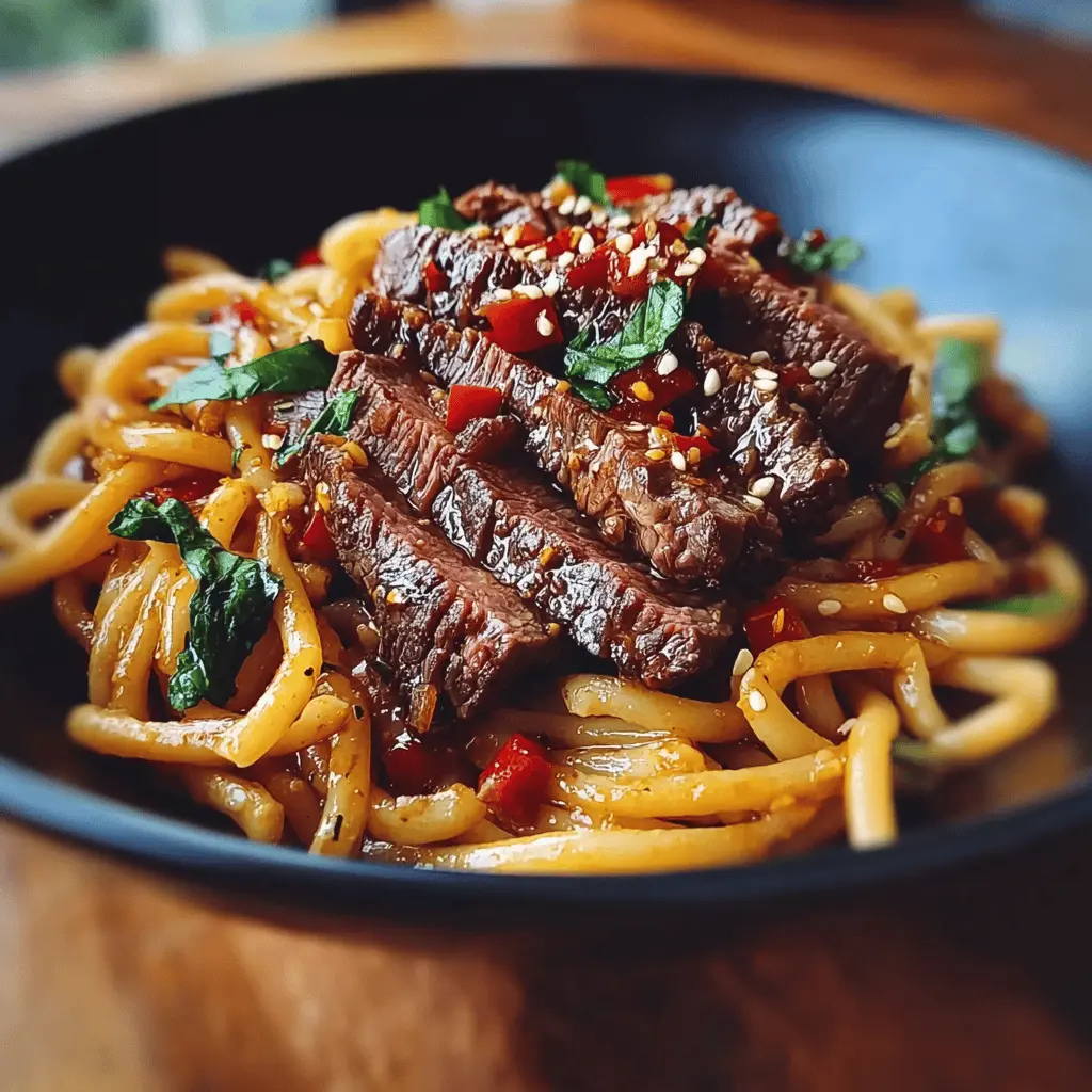 Sweet and Spicy Garlic Steak Pasta Recipe