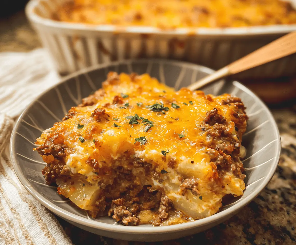 Easy Cheesy Ground Beef and Potato Casserole