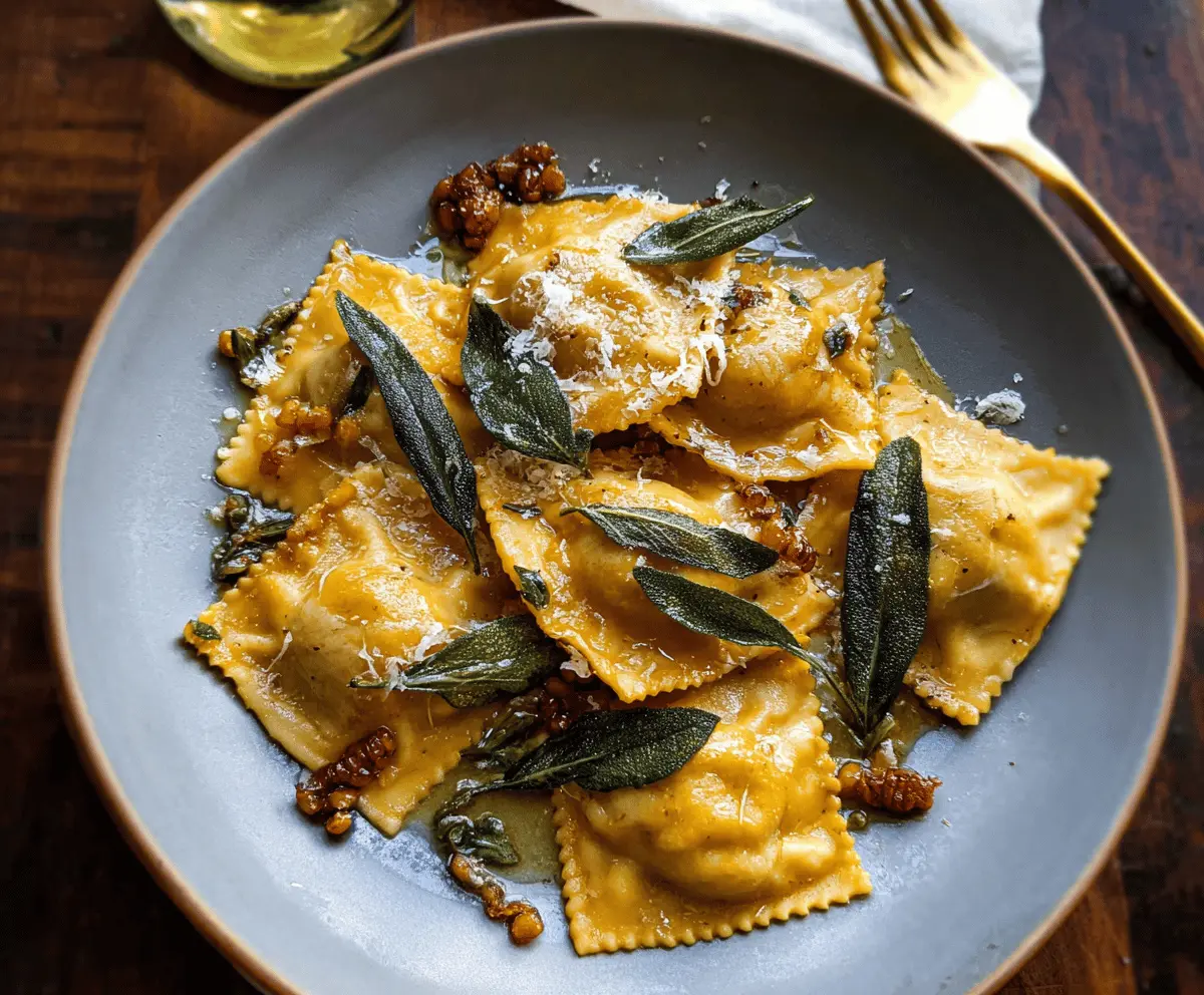 Pumpkin Ravioli with Brown Butter Sage