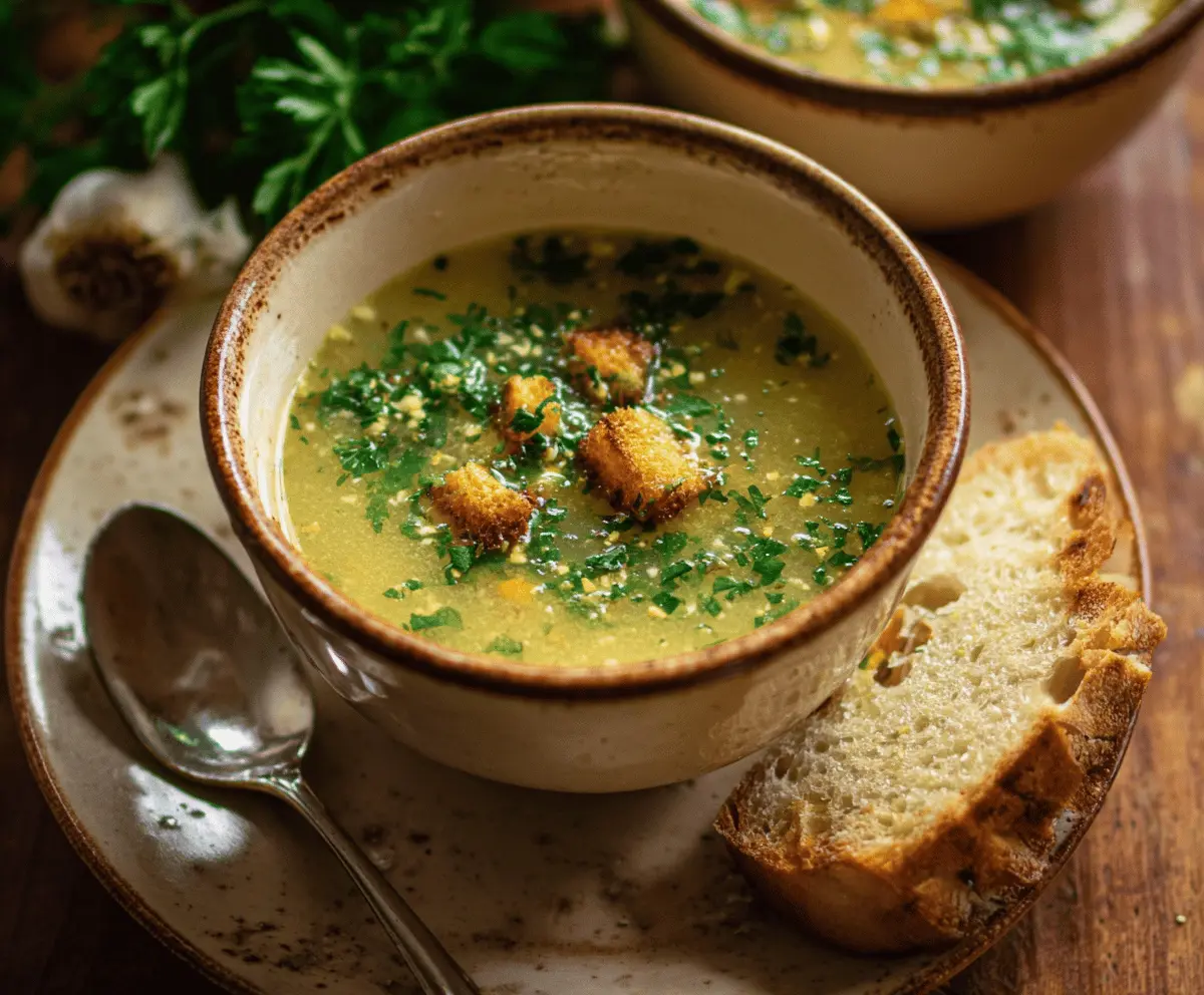 Authentic Italian Style Garlic Soup
