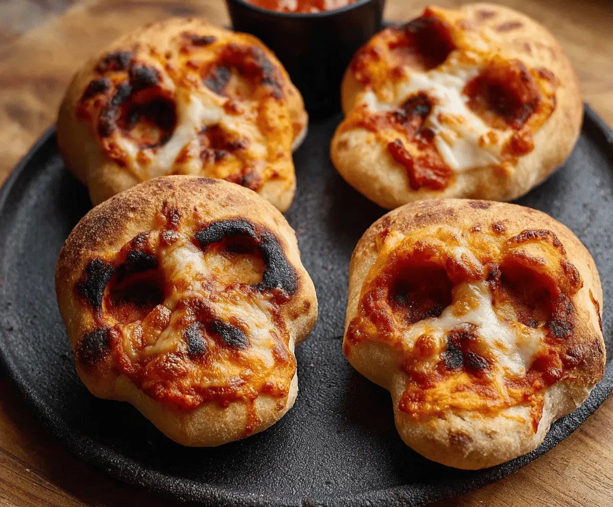 Cheesy Halloween Pizza Skulls