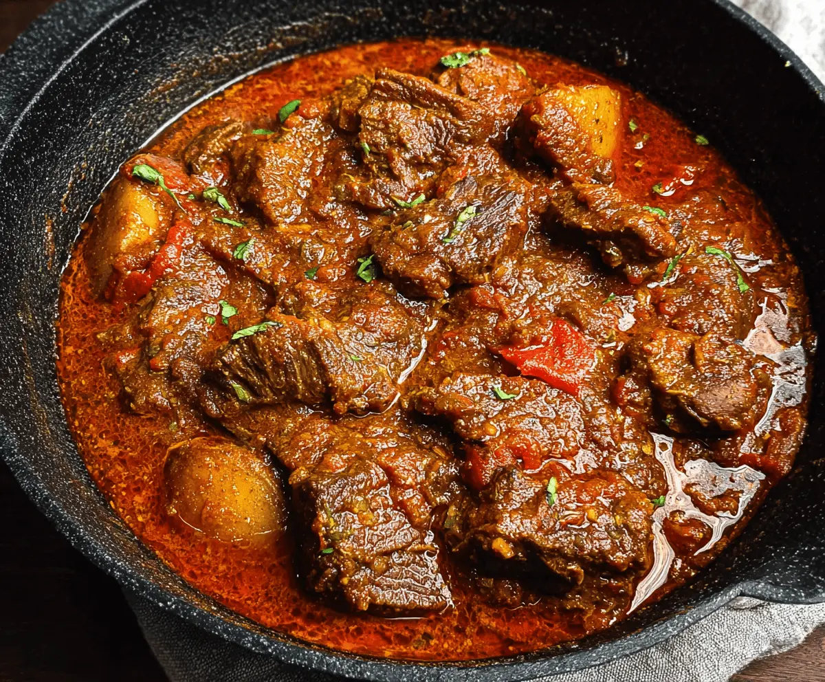 Nigerian Beef Strew served in a bowl