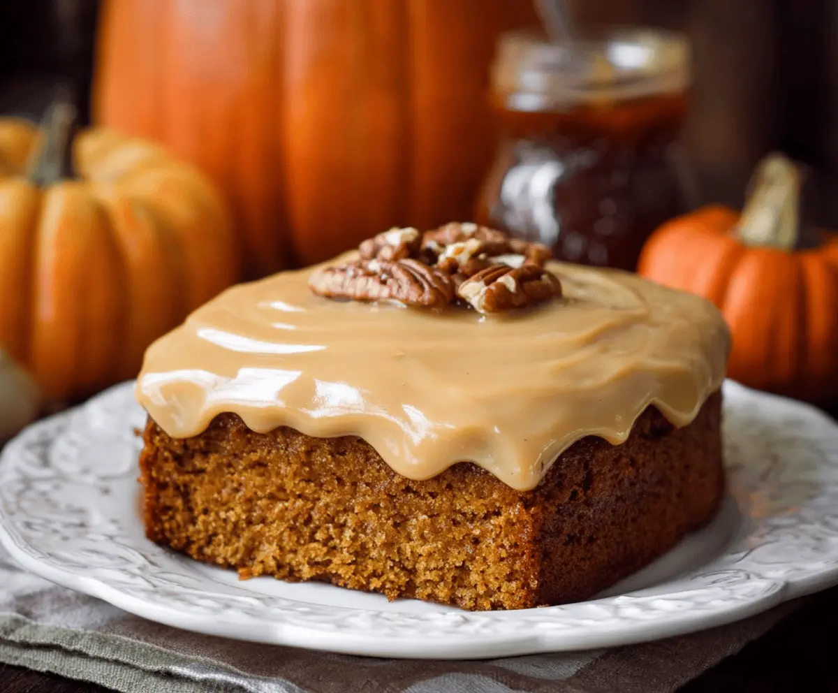 Pumpkin Cake with Caramel Cream Cheese Frosting