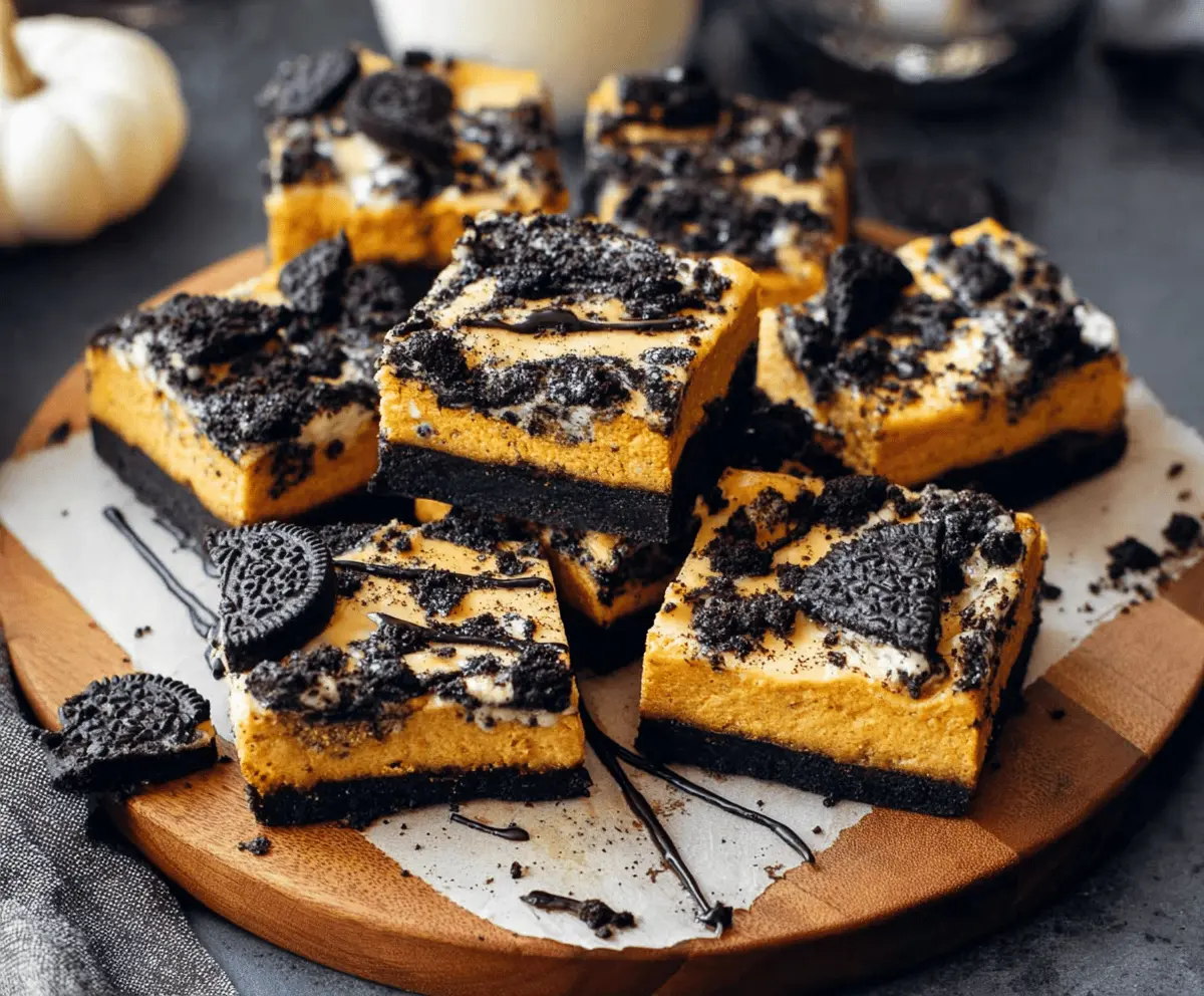 Pumpkin Oreo Cheesecake Bars