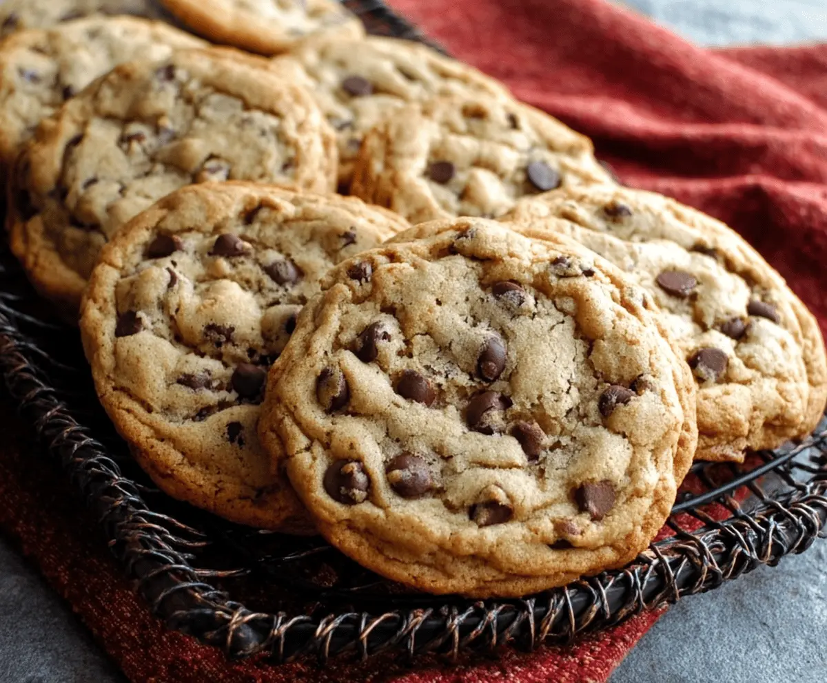Delicious homemade Bill's chocolate chip cookies fresh from the oven.
