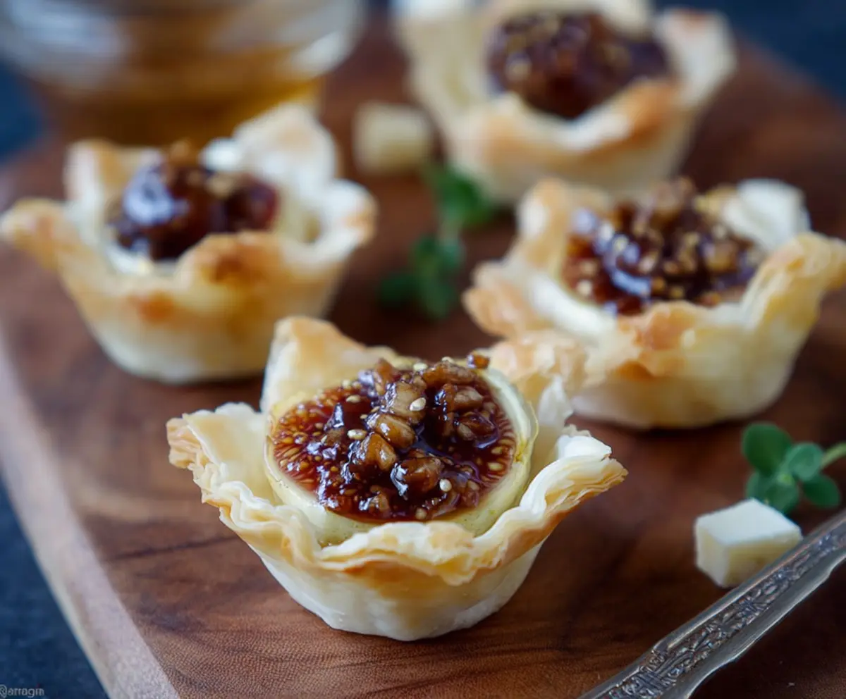 Delicious Brie and Fig Phyllo Cups served as an elegant appetizer.