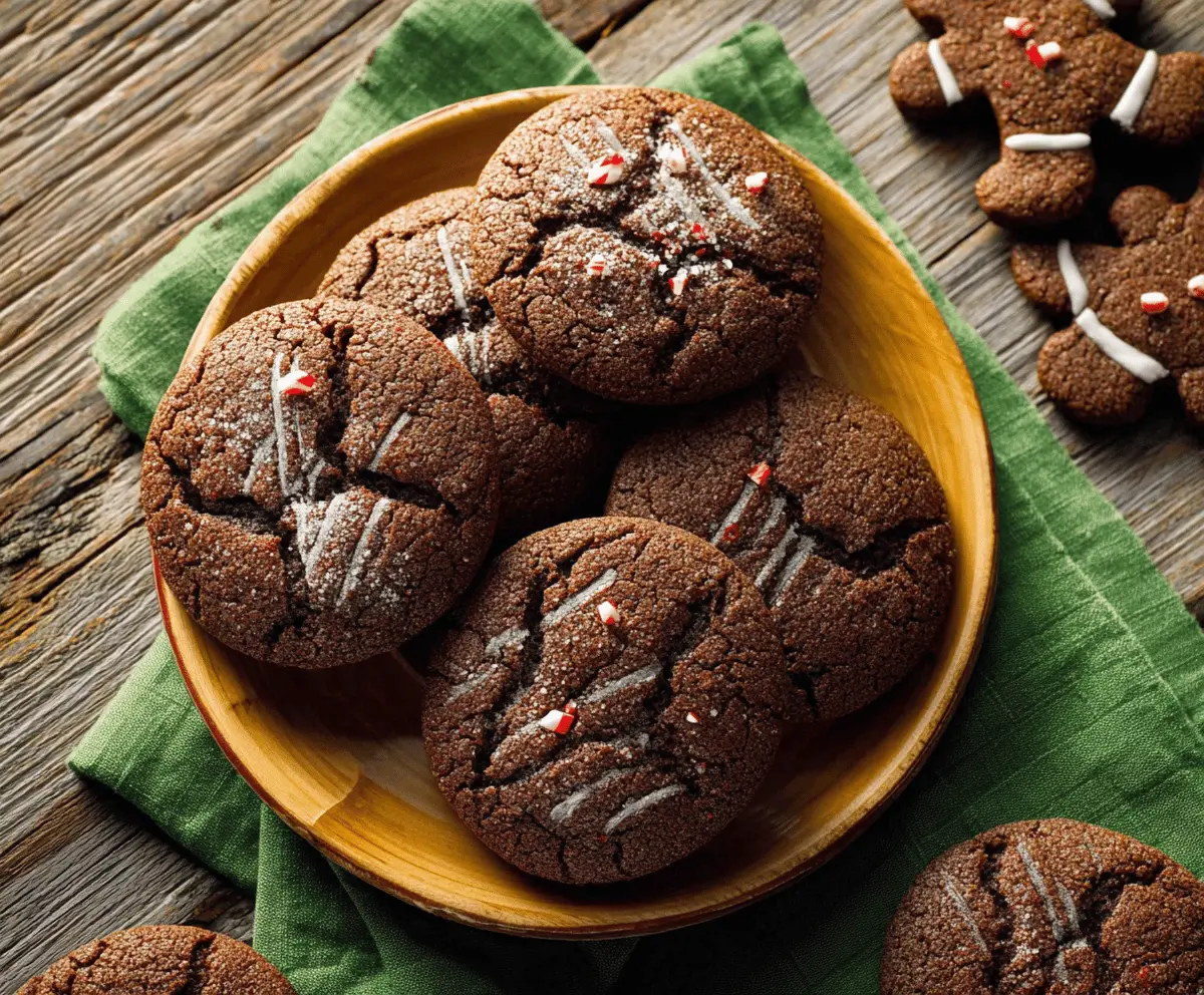 Delicious homemade chocolate gingerbread cookies with festive spices and a rich cocoa flavor.