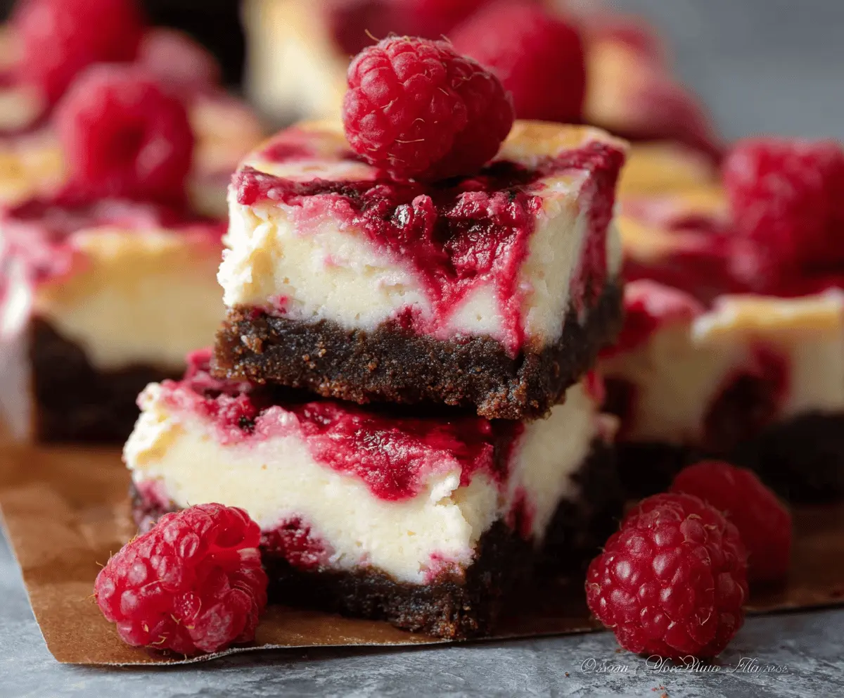 Delicious Raspberry Cheesecake Bars with a creamy texture and vibrant berry topping.