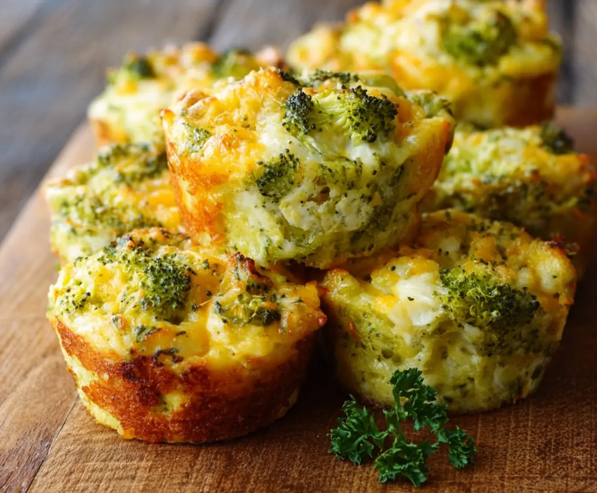 Delicious cheesy broccoli protein muffins on a plate, healthy snack for fitness enthusiasts