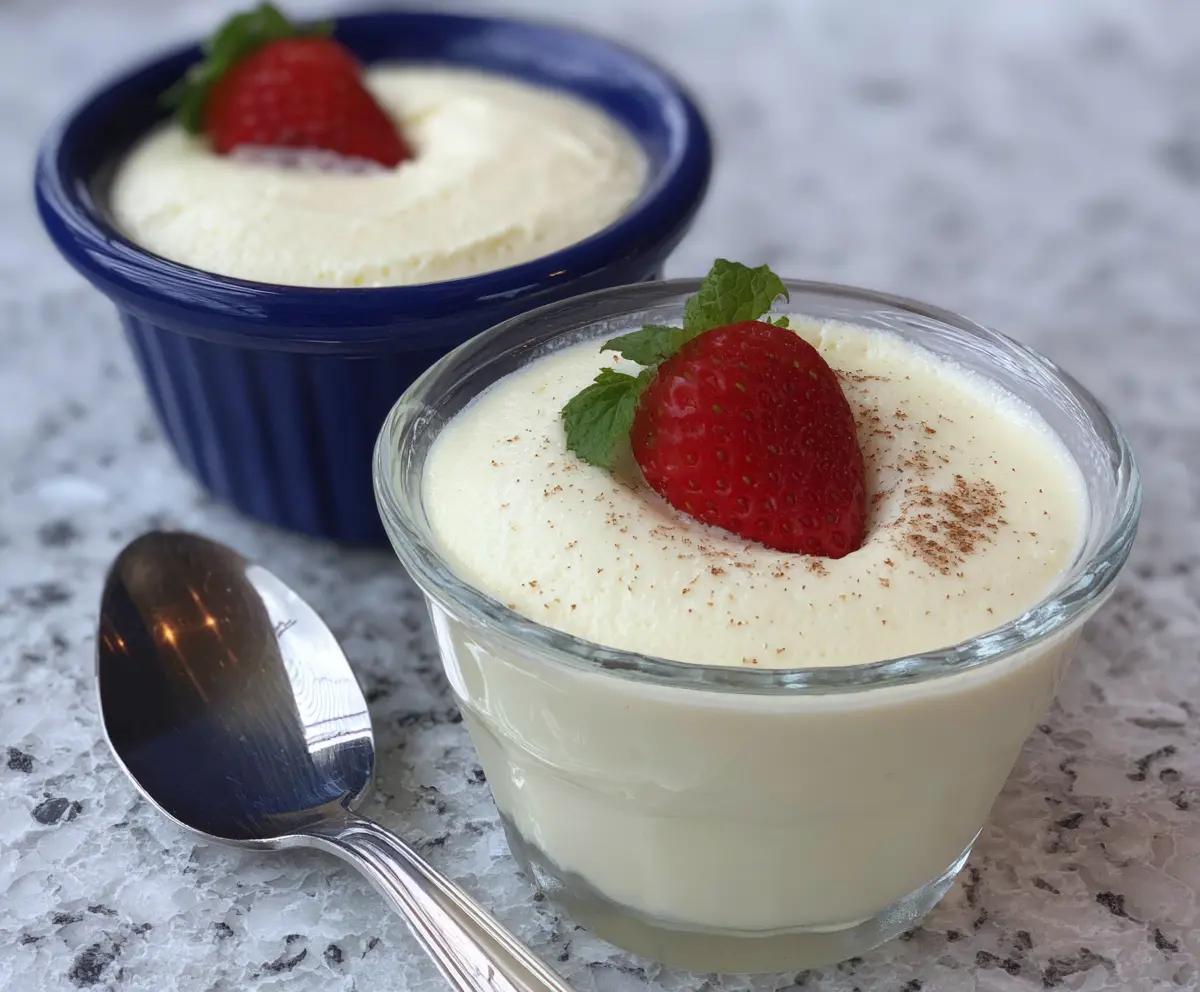 Creamy egg white pudding garnished with fresh fruits for a healthy dessert.