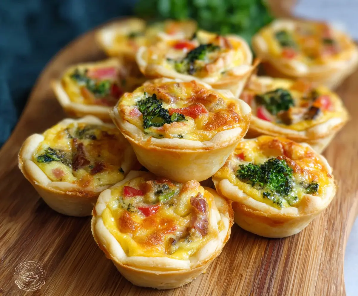 Delicious mini quiche bites with flaky crust and cheese filling, perfect for appetizers or snacks