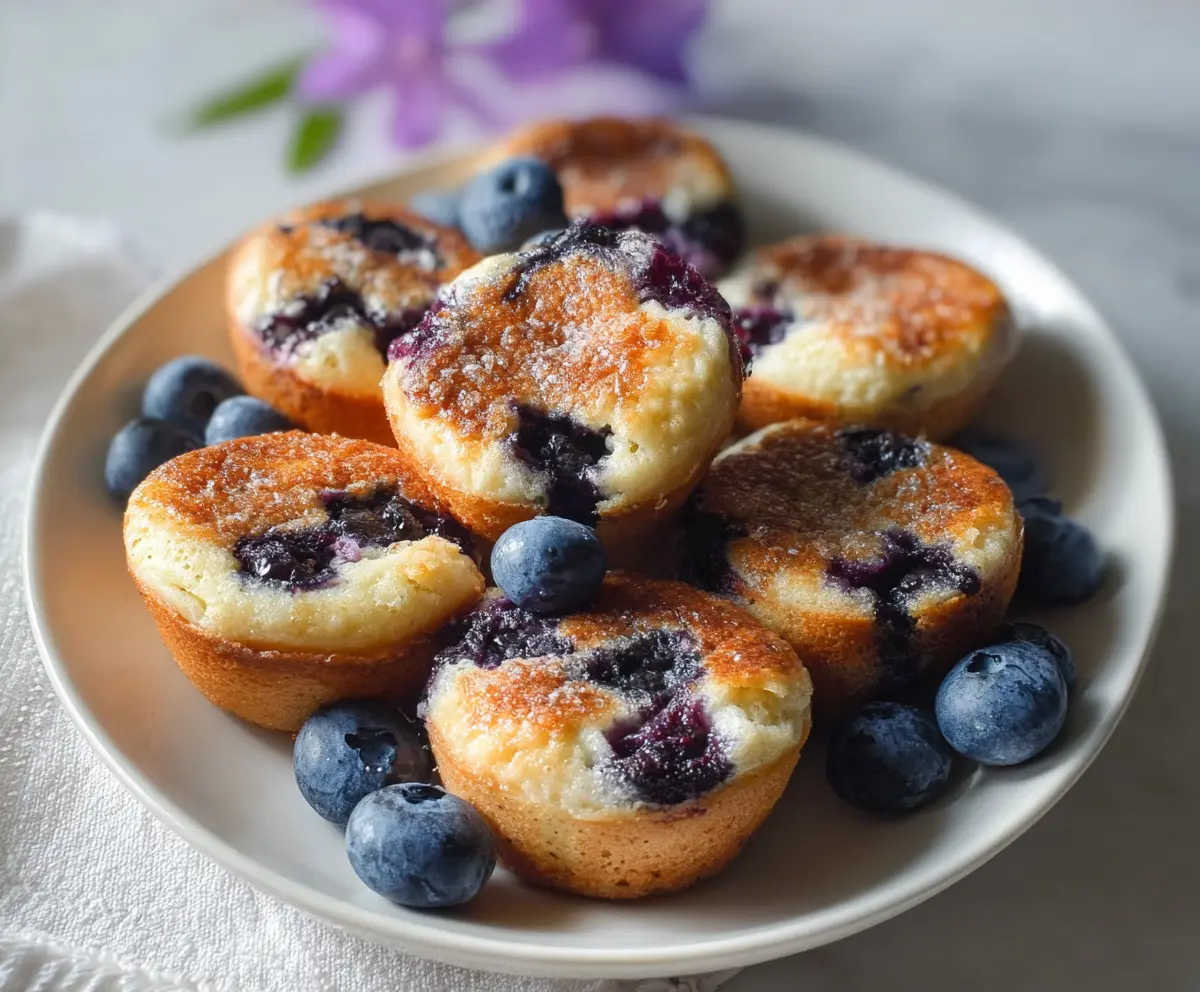 Delicious blueberry cottage cheese pancake bites served on a plate, perfect for breakfast or snacks.