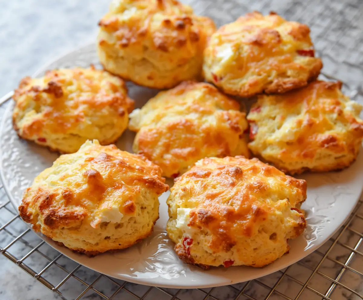 Fresh Cottage Cheese Breakfast Biscuits served on a plate, perfect for a healthy morning meal