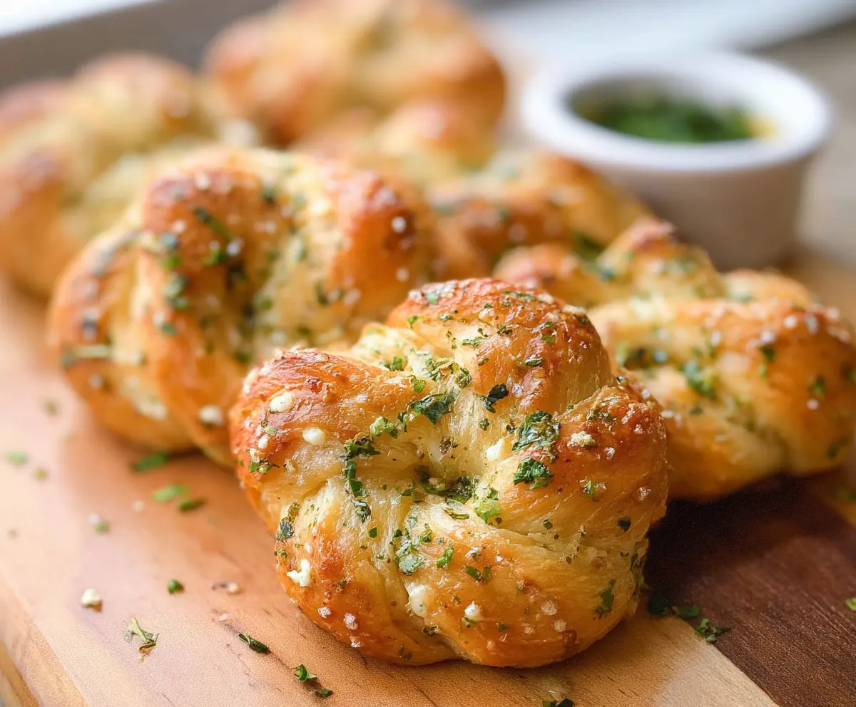 Delicious homemade cottage cheese garlic knots fresh out of the oven, golden and flavorful.