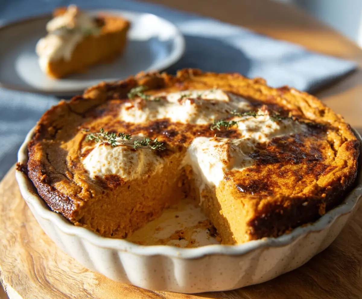 Delicious Cottage Cheese Pumpkin Bake served in a bowl, highlighting creamy texture and warm fall flavors.