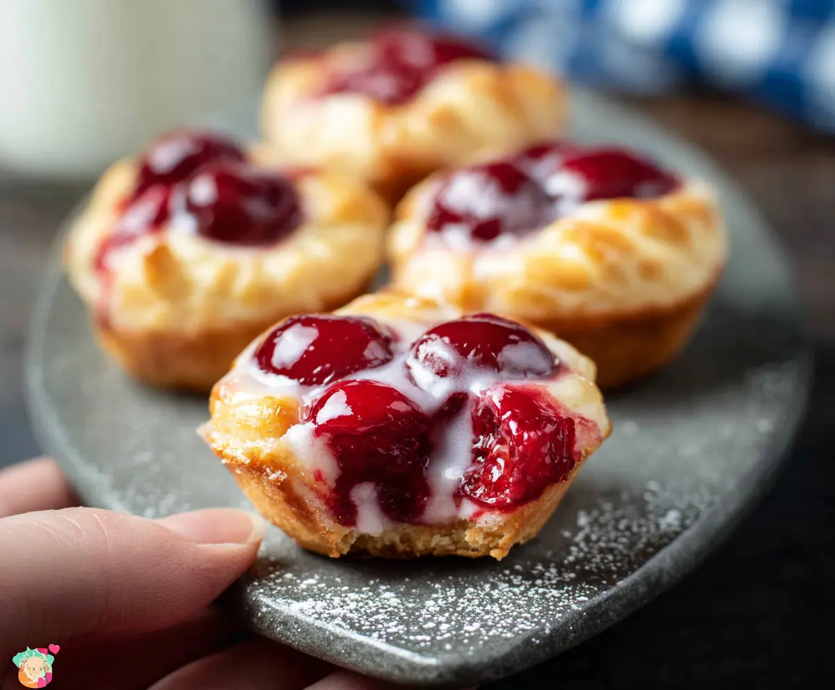 Delicious cherry pie bites with a golden crust and fresh cherry filling.