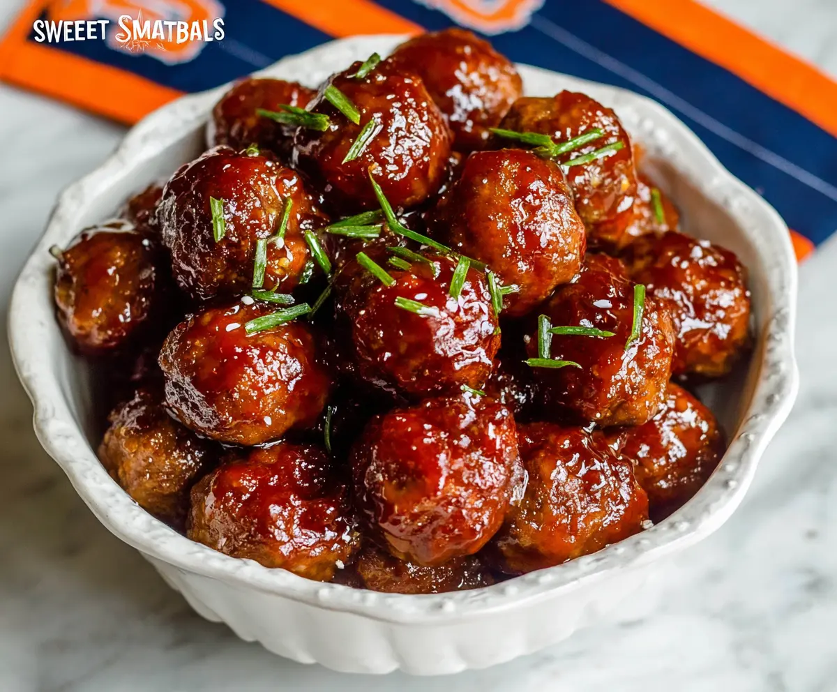 Delicious sweet and spicy meatballs served on a plate, perfect appetizer or main course.