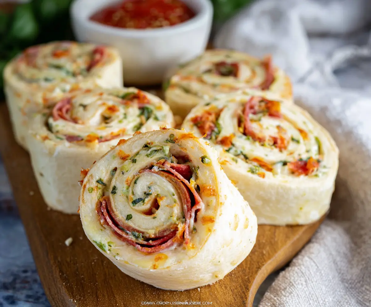 Delicious Zesty Italian Pinwheels with colorful ingredients on a platter, perfect for appetizers or parties.